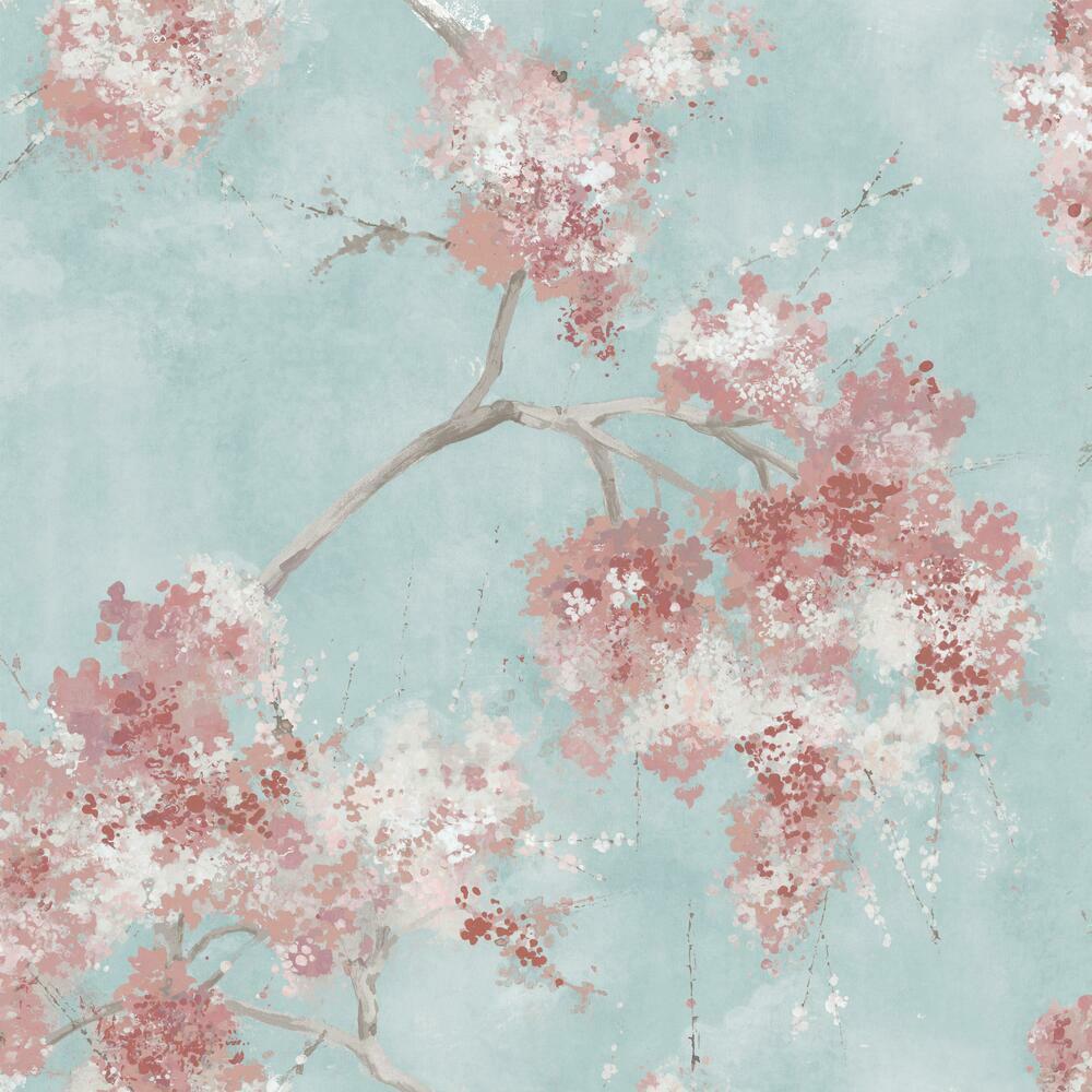 Weeping Cherry Tree Blossom Peel and Stick Wallpaper Peel and Stick Wallpaper RoomMates Sample Pink 