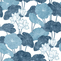 Lily Pad Peel and Stick Wallpaper Peel and Stick Wallpaper RoomMates Roll Blue and White 