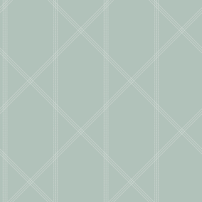 Walcott Light Green Stitched Trellis Wallpaper Wallpaper A-Street Prints Double Roll Seafoam 