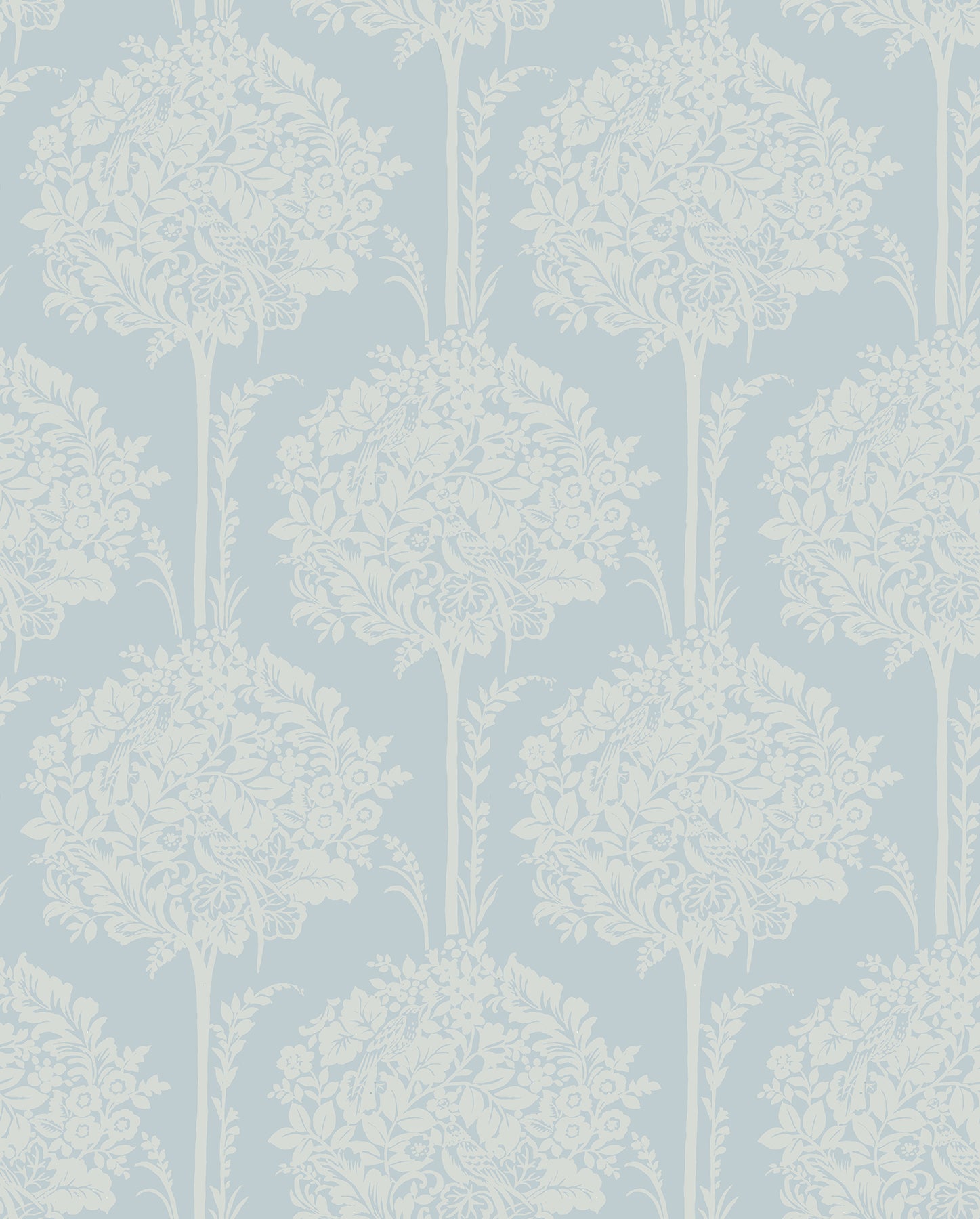 Zaria Light Blue Topiary Wallpaper Wallpaper A-Street Prints Double Roll Light Blue 