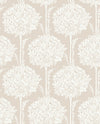 Zaria Light Blue Topiary Wallpaper Wallpaper A-Street Prints Double Roll Taupe 