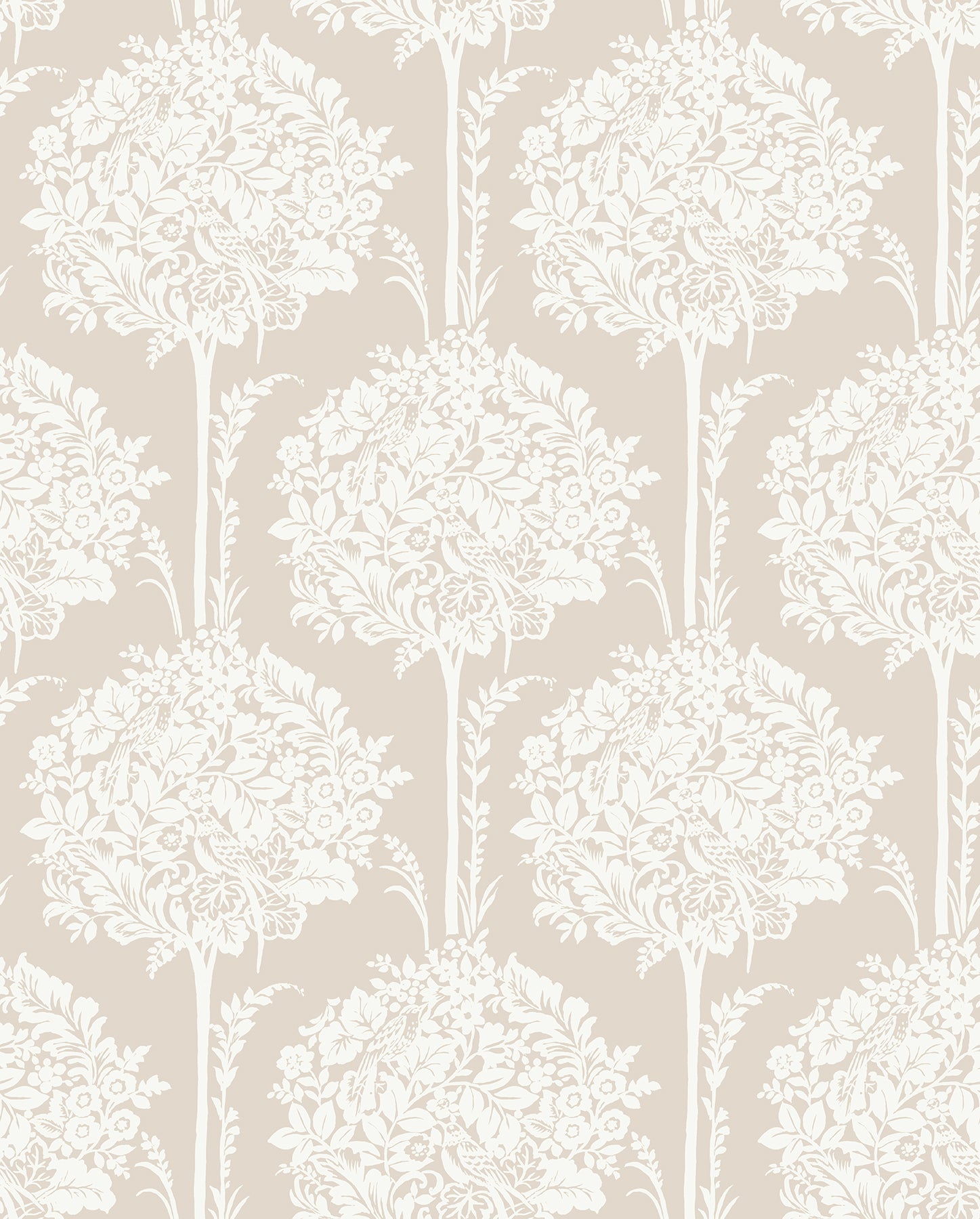 Zaria Light Blue Topiary Wallpaper Wallpaper A-Street Prints Double Roll Taupe 