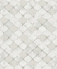 Pilak Blue Ogee Tile Wallpaper Wallpaper A-Street Prints Double Roll Silver 