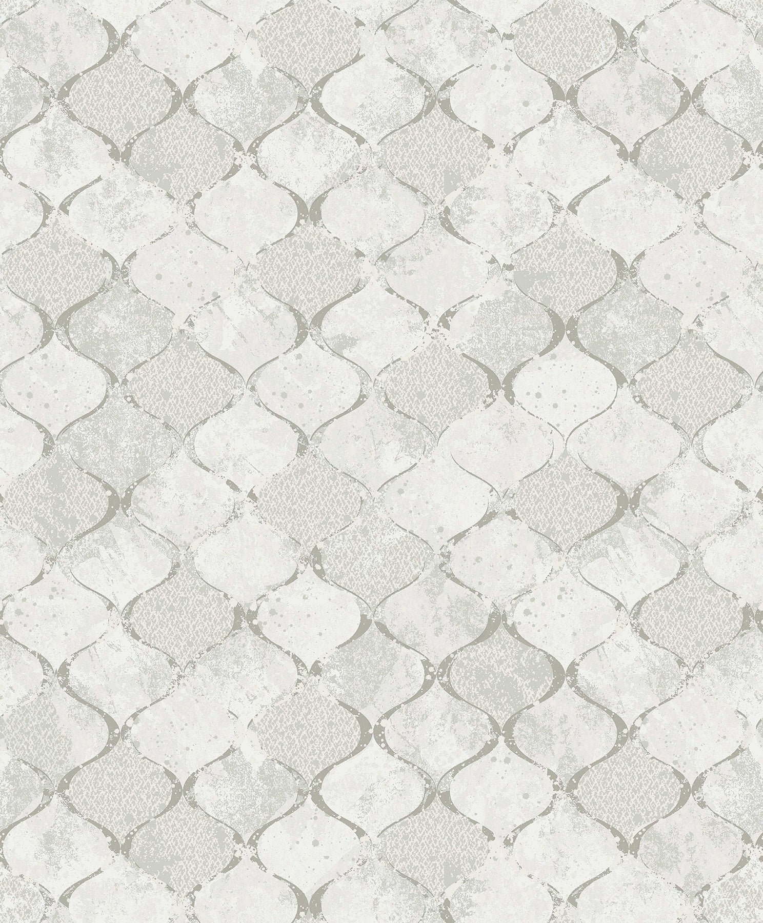 Pilak Blue Ogee Tile Wallpaper Wallpaper A-Street Prints Double Roll Silver 