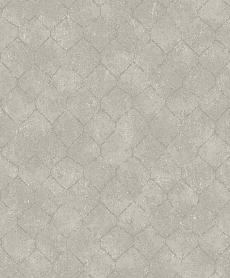 Rauta Pearl Hexagon Tile Wallpaper Wallpaper A-Street Prints Double Roll Silver 