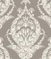Arlie Evergreen Botanical Damask Wallpaper Wallpaper A-Street Prints Double Roll Grey 