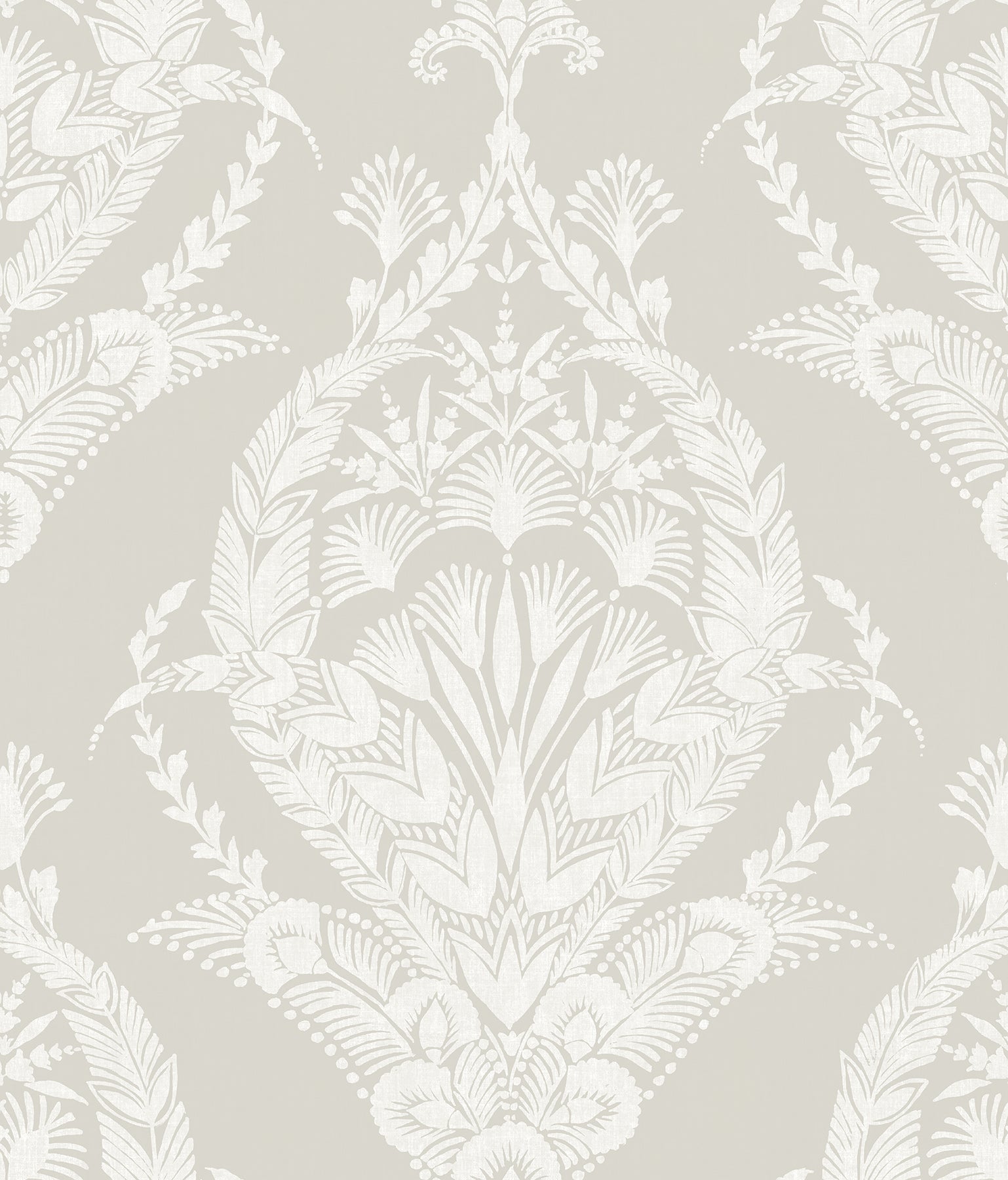 Arlie Evergreen Botanical Damask Wallpaper Wallpaper A-Street Prints Double Roll Light Grey 