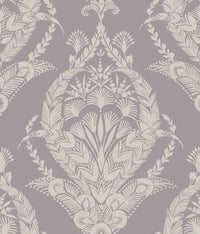 Arlie Evergreen Botanical Damask Wallpaper Wallpaper A-Street Prints Double Roll Lavender 