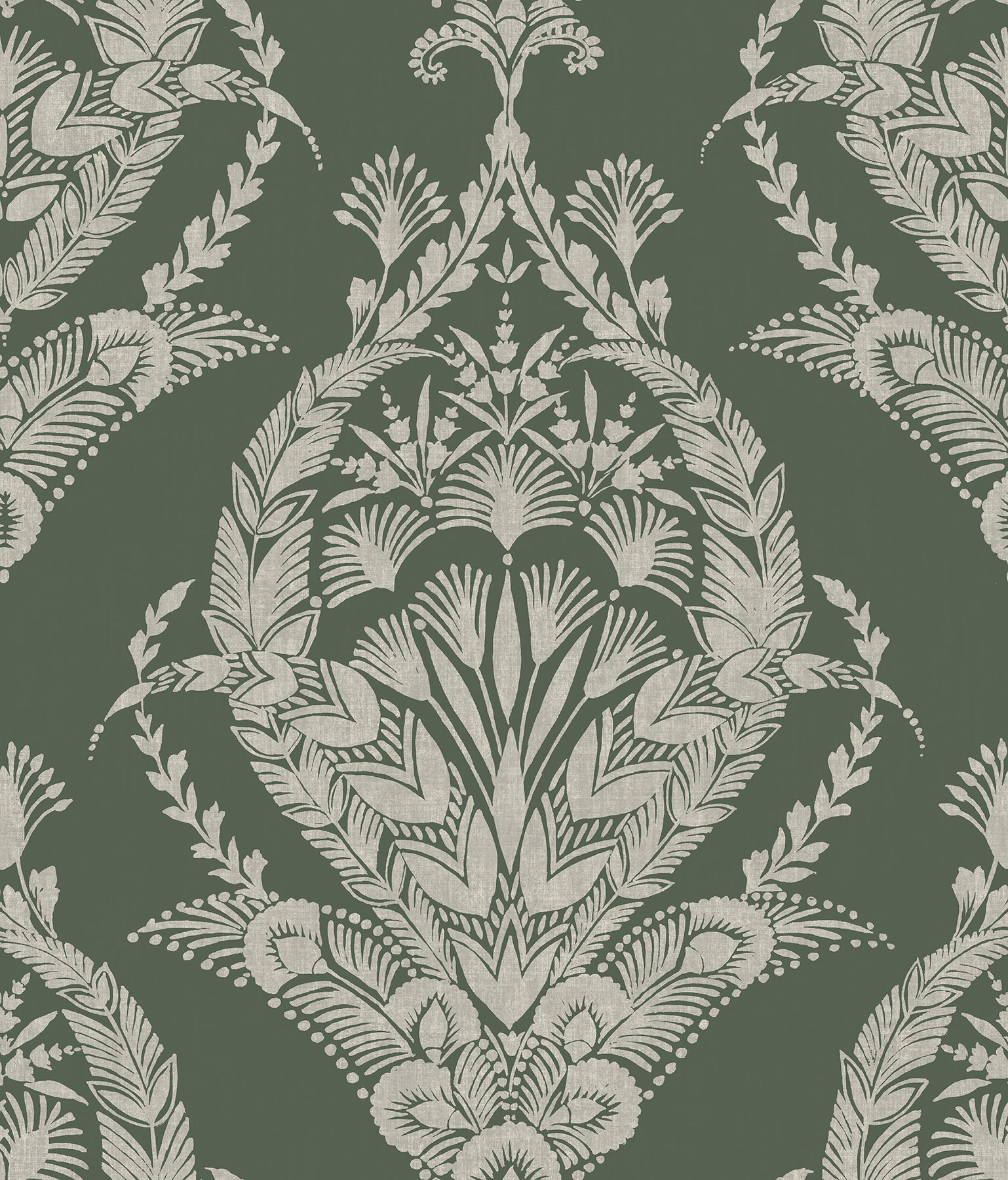 Arlie Evergreen Botanical Damask Wallpaper Wallpaper A-Street Prints Double Roll Evergreen 