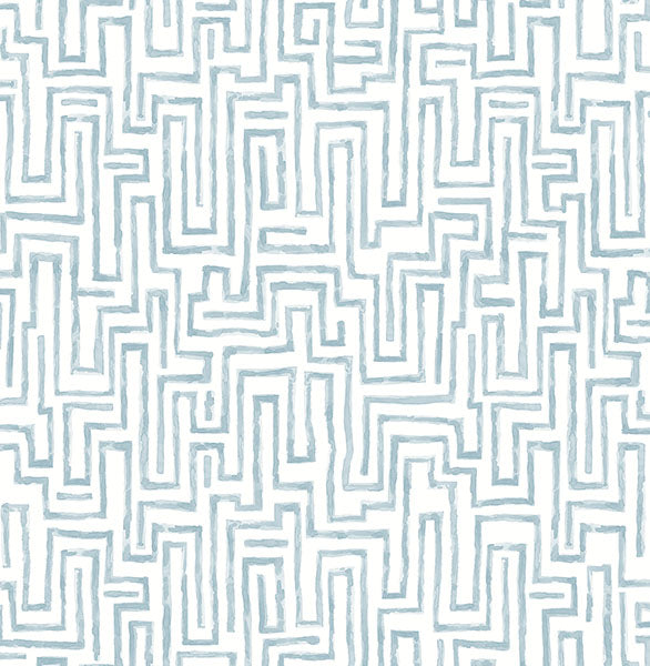 Ramble Blue Geometric Wallpaper Wallpaper A-Street Prints Double Roll Blue 