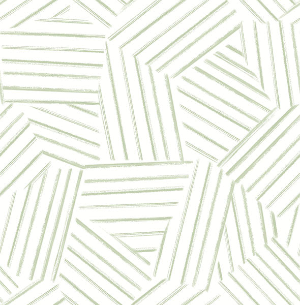 Helene Sage Geometric Lines Wallpaper Wallpaper A-Street Prints Double Roll Sage 