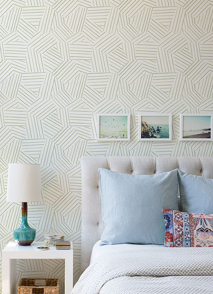 Helene Sage Geometric Lines Wallpaper Wallpaper A-Street Prints   