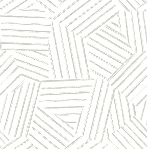 Helene Sage Geometric Lines Wallpaper Wallpaper A-Street Prints Double Roll Pewter 