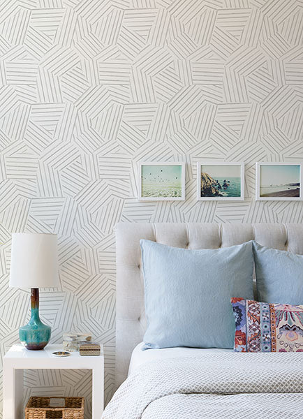 Helene Sage Geometric Lines Wallpaper Wallpaper A-Street Prints   
