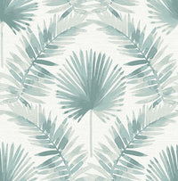 Calla Green Painted Palm Wallpaper Wallpaper A-Street Prints Double Roll Teal 