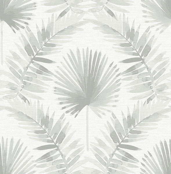 Calla Green Painted Palm Wallpaper Wallpaper A-Street Prints Double Roll Grey 