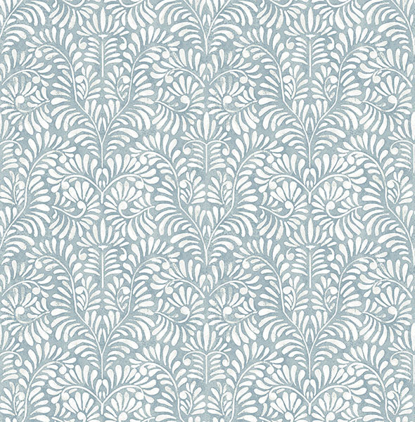 Elma Honey Fiddlehead Wallpaper Wallpaper A-Street Prints Double Roll Sky Blue 