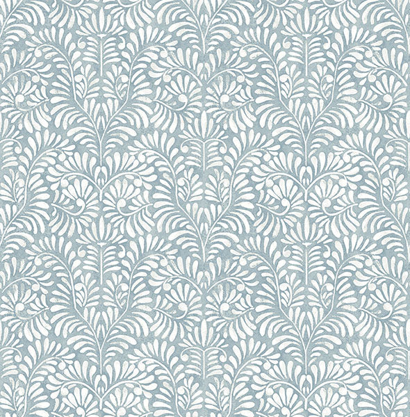 Elma Honey Fiddlehead Wallpaper Wallpaper A-Street Prints Double Roll Sky Blue 