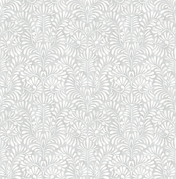 Elma Honey Fiddlehead Wallpaper Wallpaper A-Street Prints Double Roll Sterling 