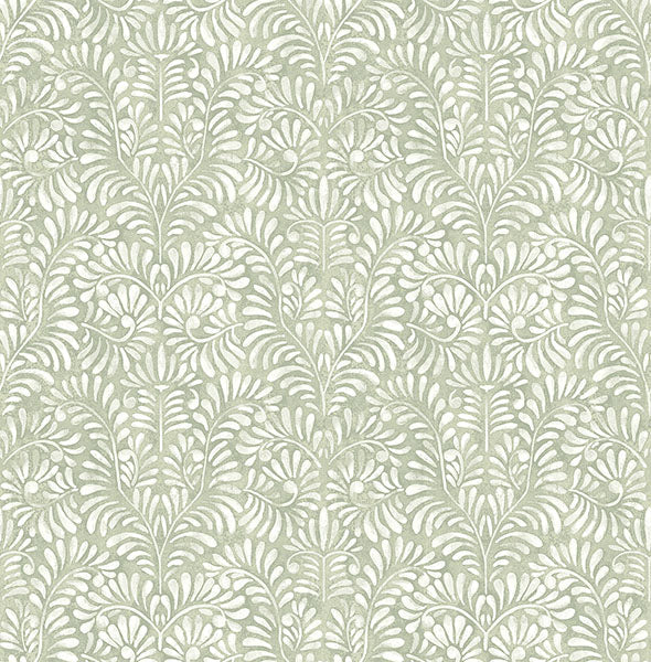 Elma Honey Fiddlehead Wallpaper Wallpaper A-Street Prints Double Roll Sage 