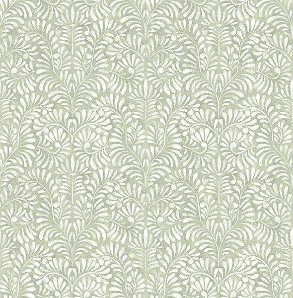 Elma Honey Fiddlehead Wallpaper Wallpaper A-Street Prints Double Roll Sage 