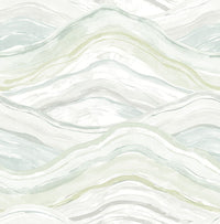 Dorea Pastel Striated Waves Wallpaper Wallpaper A-Street Prints Double Roll Sea Green 