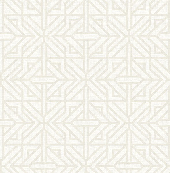 Hesper Green Geometric Wallpaper Wallpaper A-Street Prints Double Roll Ivory 