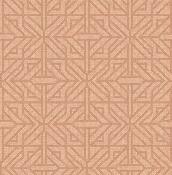 Hesper Green Geometric Wallpaper Wallpaper A-Street Prints Double Roll Rust 