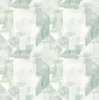 Perrin Light Grey Gem Geometric Wallpaper Wallpaper A-Street Prints Double Roll Sea Green 
