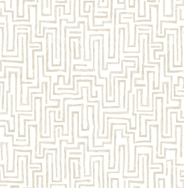 Ramble Blue Geometric Wallpaper Wallpaper A-Street Prints Double Roll Taupe 