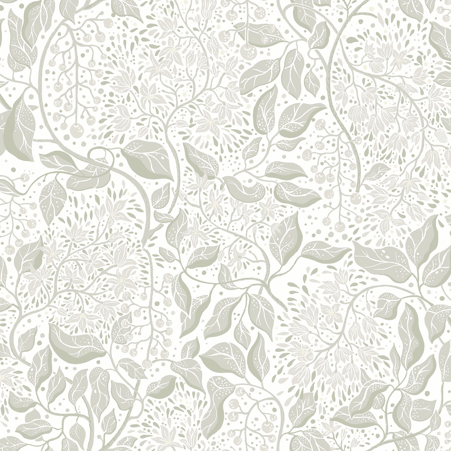 Turi Sage Twining Vines Wallpaper Wallpaper A-Street Prints Double Roll Sage 