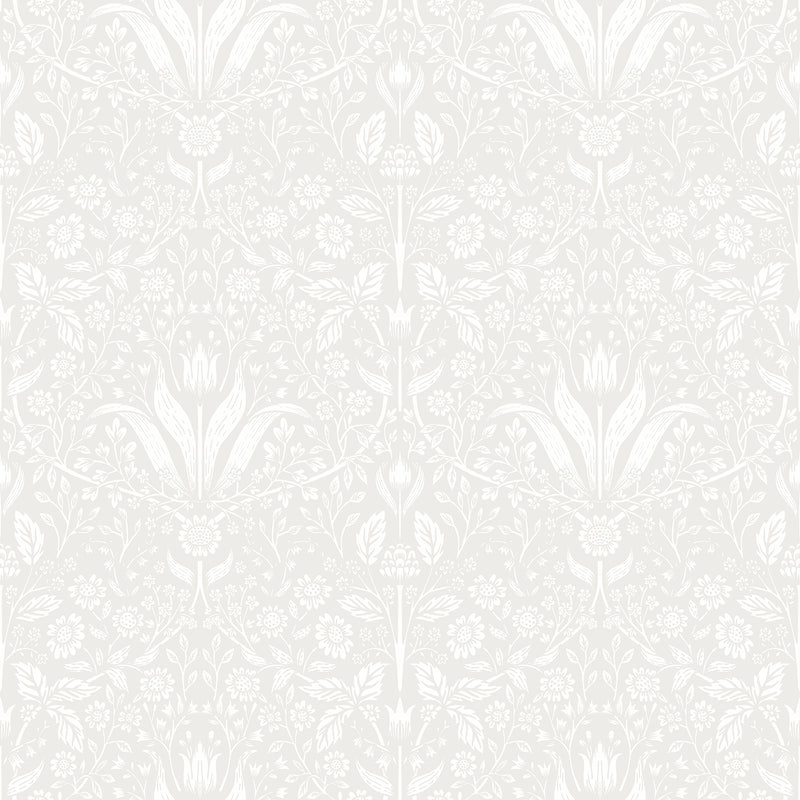 Mara Light Grey Tulip Ogee Wallpaper Wallpaper A-Street Prints Double Roll Light Grey 