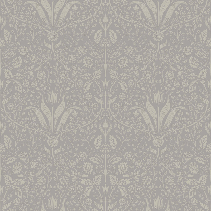 Mara Light Grey Tulip Ogee Wallpaper Wallpaper A-Street Prints Double Roll Grey 