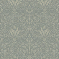 Mara Light Grey Tulip Ogee Wallpaper Wallpaper A-Street Prints Double Roll Green 