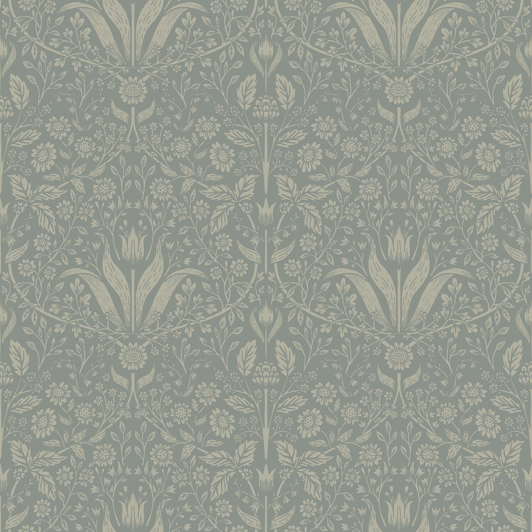 Mara Light Grey Tulip Ogee Wallpaper Wallpaper A-Street Prints Double Roll Green 