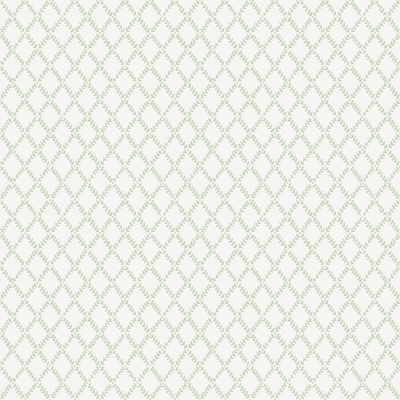 Trevor White Leaf Trellis Wallpaper Wallpaper A-Street Prints Double Roll Sage 