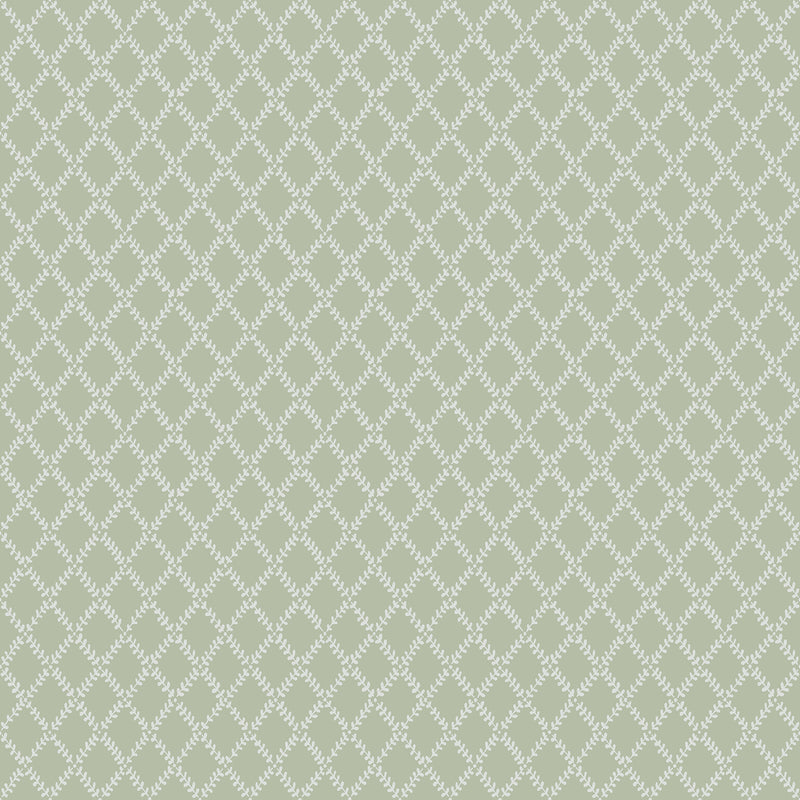 Trevor White Leaf Trellis Wallpaper Wallpaper A-Street Prints Double Roll Moss 
