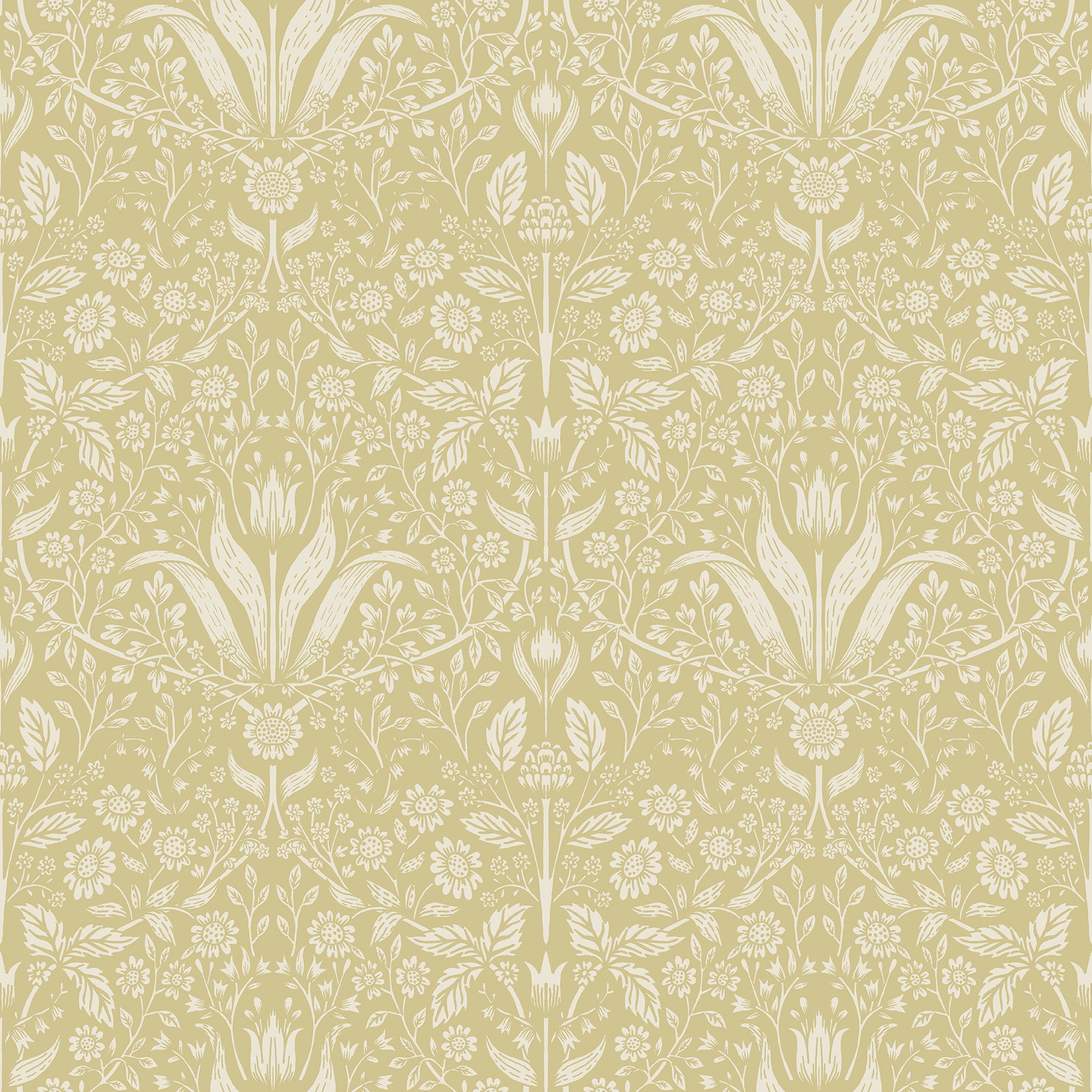 Mara Light Grey Tulip Ogee Wallpaper Wallpaper A-Street Prints Double Roll Yellow 