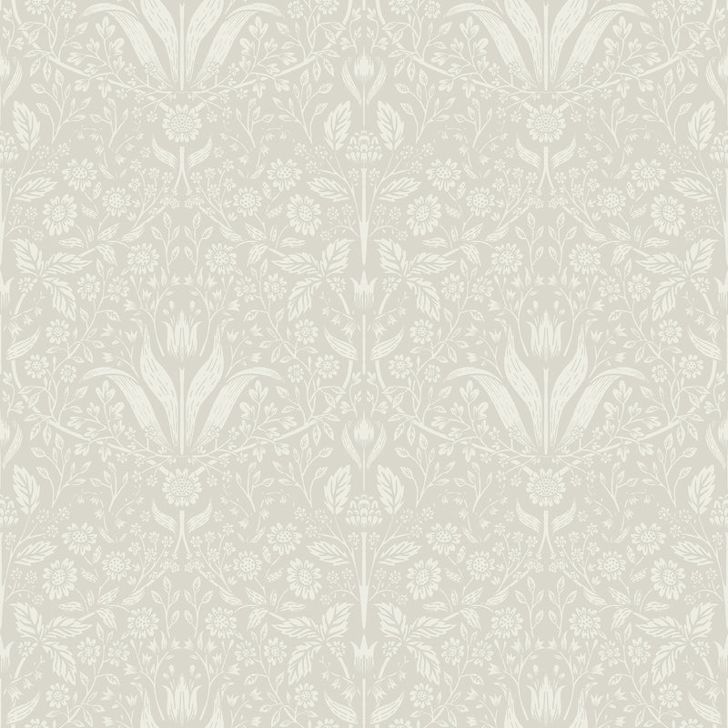Mara Light Grey Tulip Ogee Wallpaper Wallpaper A-Street Prints Double Roll Beige 