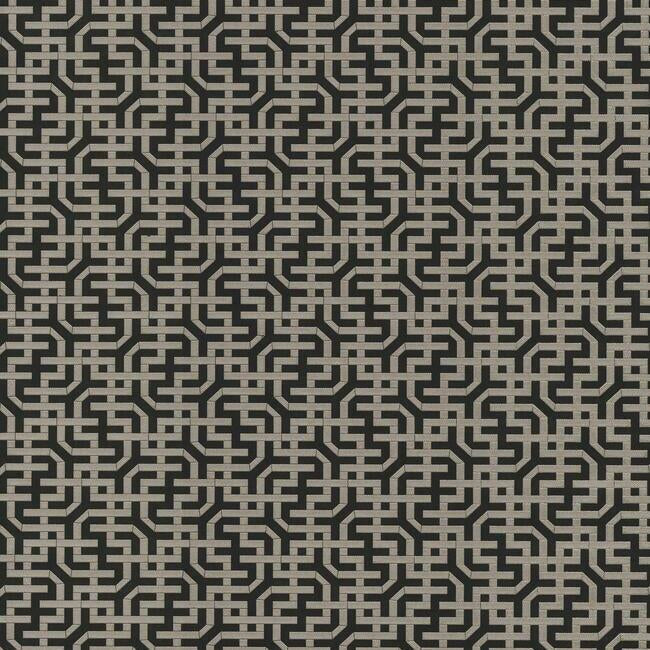 Dynastic Lattice Wallpaper Wallpaper Ronald Redding Designs Double Roll Black/Glint 
