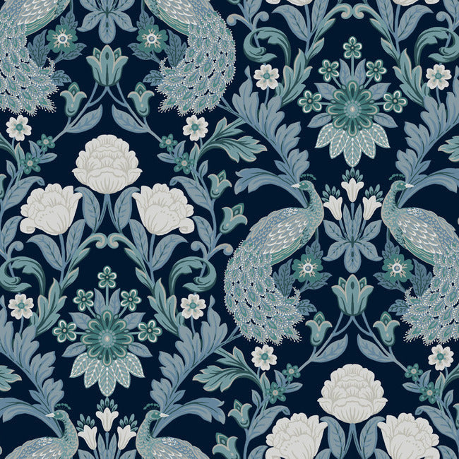 Plume Dynasty Wallpaper Wallpaper Ronald Redding Designs Double Roll Navy 