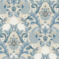 Plume Dynasty Wallpaper Wallpaper Ronald Redding Designs Double Roll Neutral/Blue 