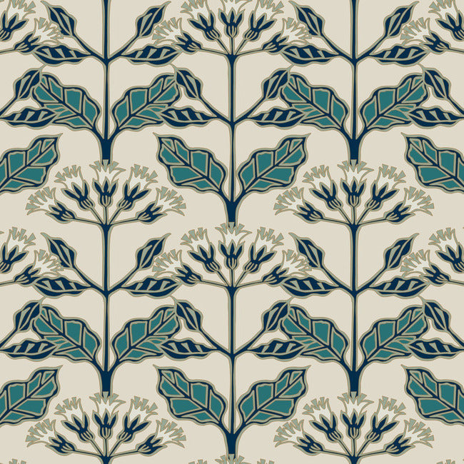 Tracery Blooms Wallpaper Wallpaper Ronald Redding Designs Double Roll Linen 