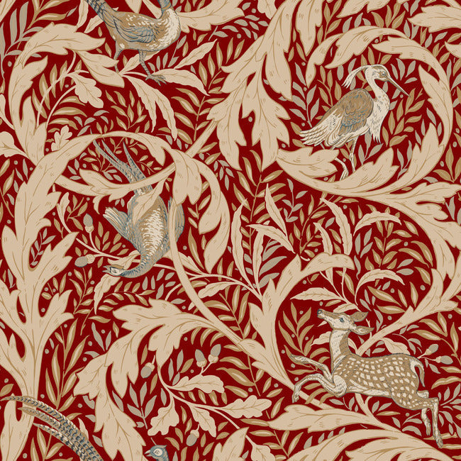 Woodland Tapestry Wallpaper Wallpaper Ronald Redding Designs Double Roll Red 