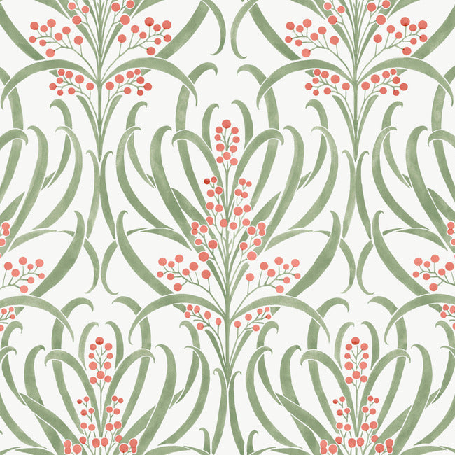 Calluna Wallpaper Wallpaper Ronald Redding Designs Double Roll White/Berry 