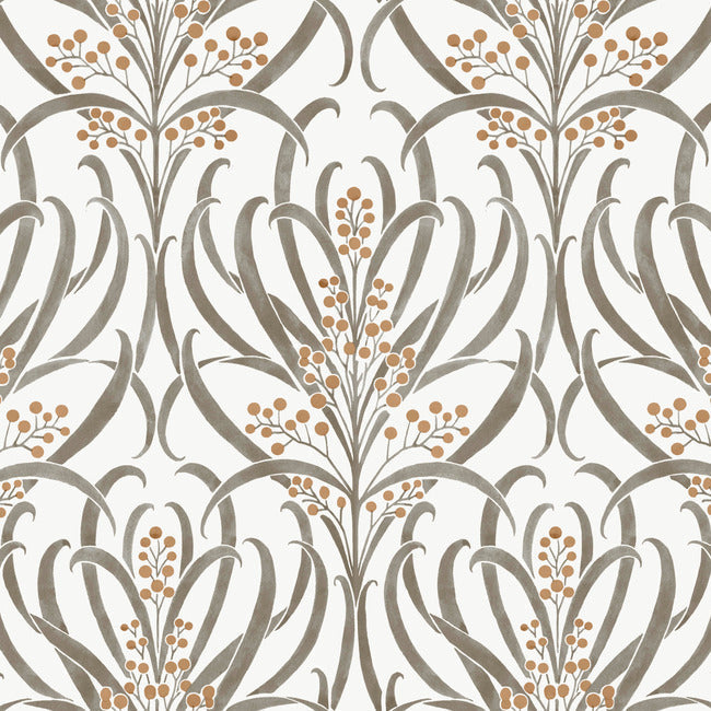 Calluna Wallpaper Wallpaper Ronald Redding Designs Double Roll White/Taupe 