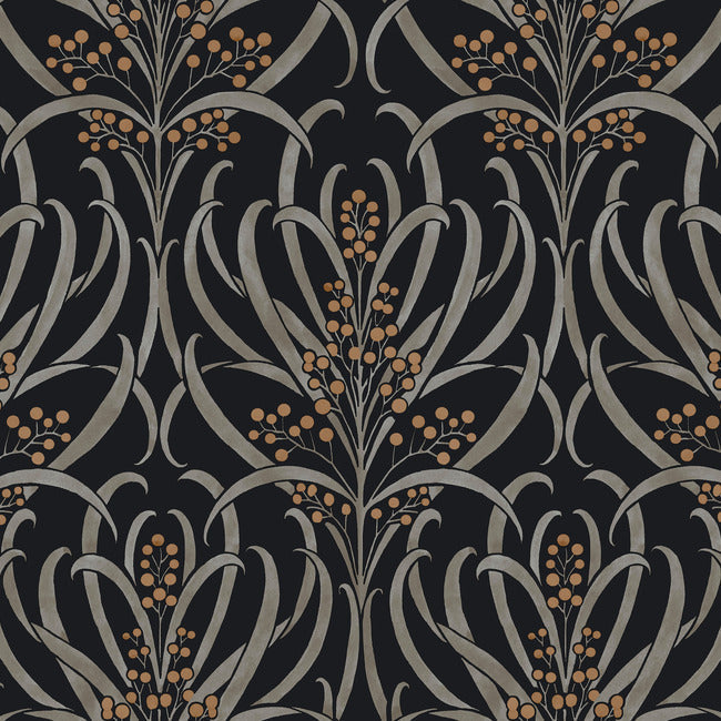 Calluna Wallpaper Wallpaper Ronald Redding Designs Double Roll Black/Gold 