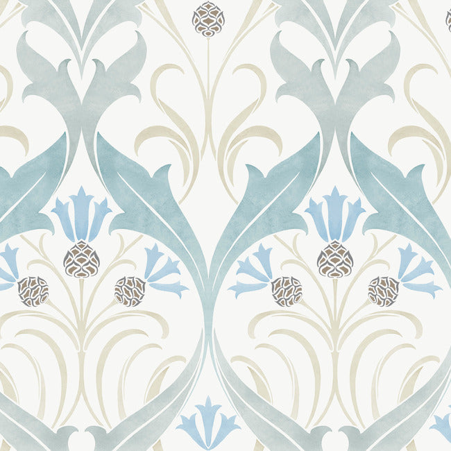 Pinecone Ribbon Wallpaper Wallpaper Ronald Redding Designs Double Roll Teal 