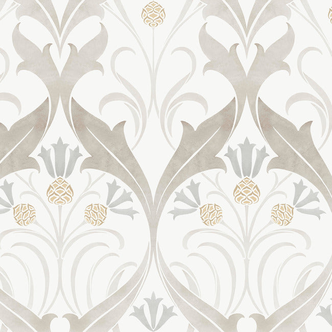 Pinecone Ribbon Wallpaper Wallpaper Ronald Redding Designs Double Roll Neutral 