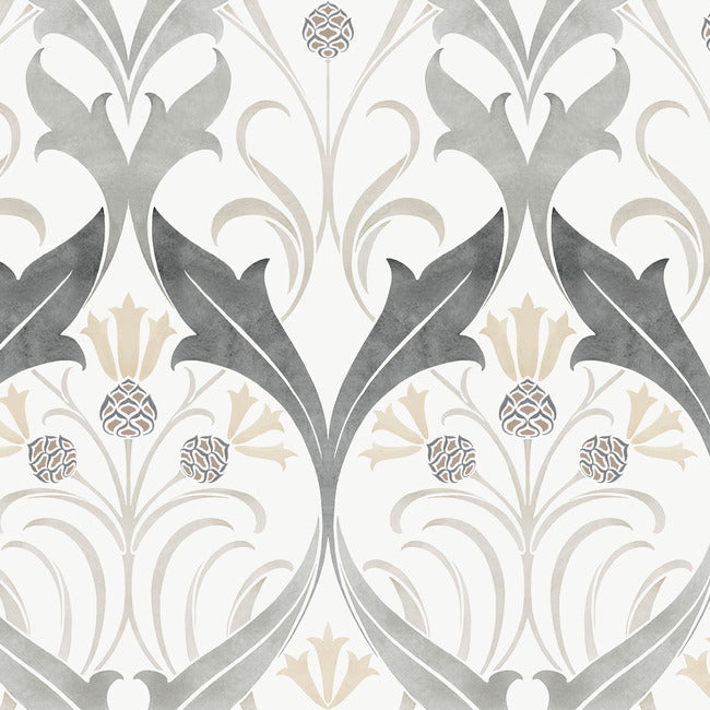Pinecone Ribbon Wallpaper Wallpaper Ronald Redding Designs Double Roll Charcoal 